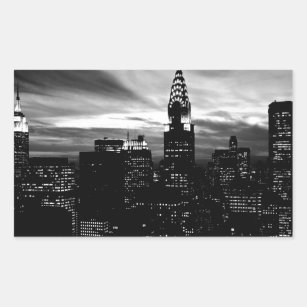 Sticker Rectangulaire Noir et blanc New York City Midtown