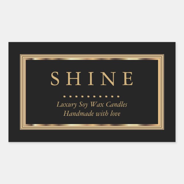 Sticker Rectangulaire Noir et or personnalisés (Devant)