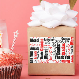 Sticker Rectangulaire Noir et rouge Merci Mot Cloud