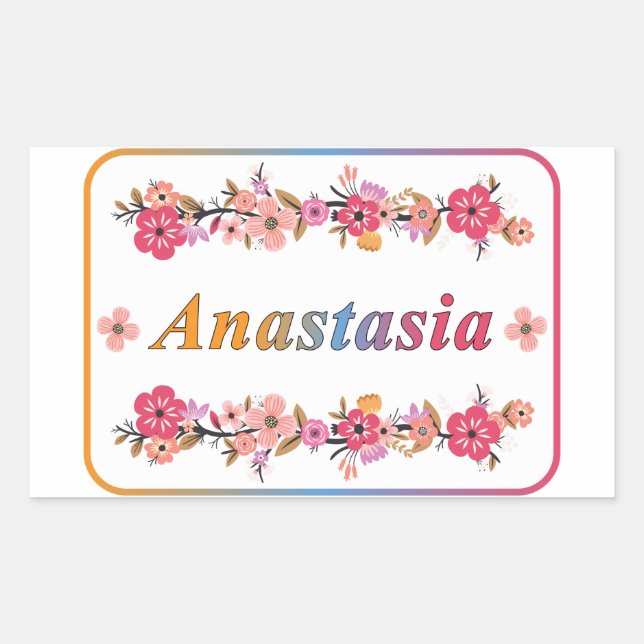 Sticker Rectangulaire Nom Anastasia (Devant)