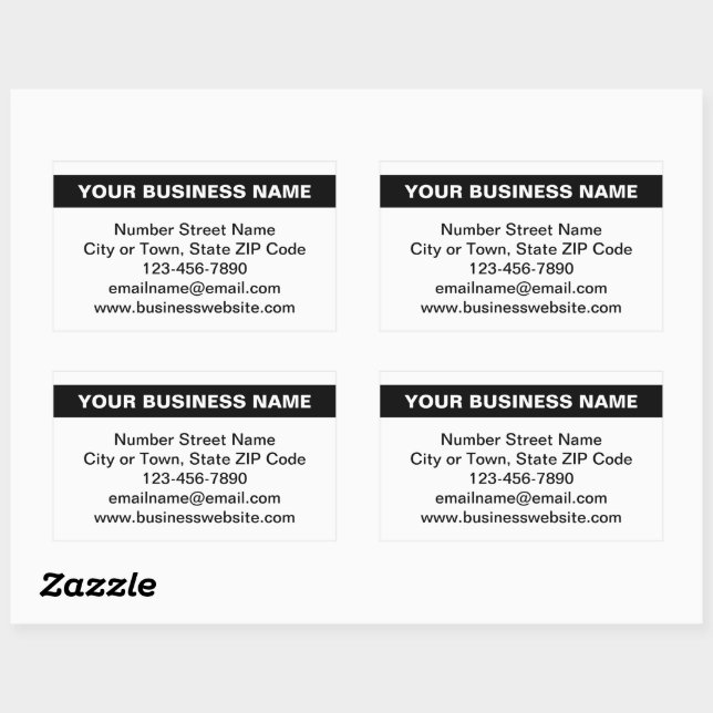 Sticker Rectangulaire Nom commercial en surbrillance sur blanc (Feuille)