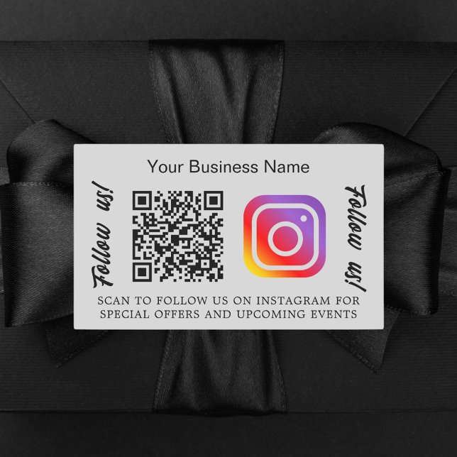 Sticker Rectangulaire Nom commercial gris qr code Instagram (Créateur téléchargé)