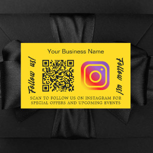 Sticker Rectangulaire Nom commercial jaune qr code Instagram