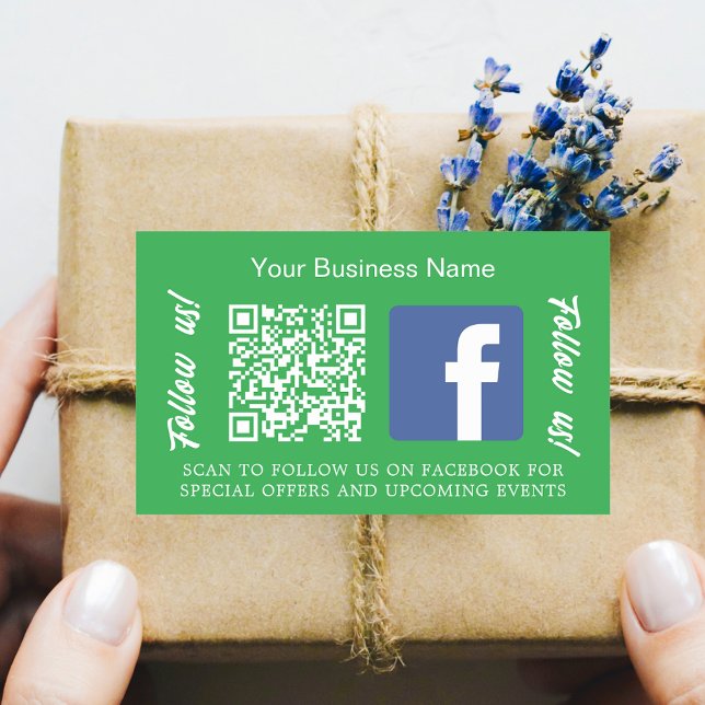Sticker Rectangulaire Nom commercial vert qr code Facebook (Créateur téléchargé)