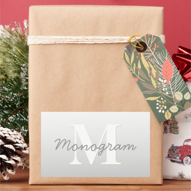 Sticker Rectangulaire Nom cursif ou autre texte avec monogramme | Dégrad (vacances)