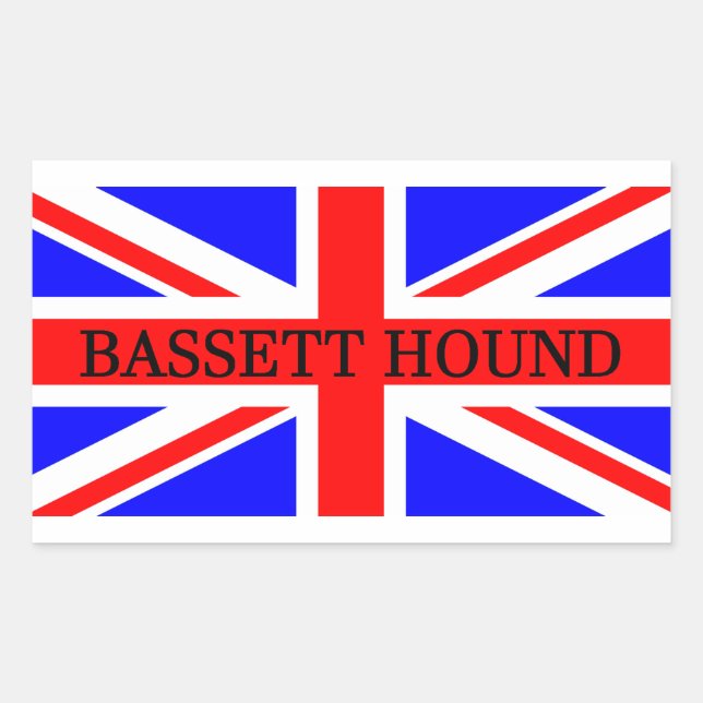 Sticker Rectangulaire nom de la hache bassett sur le drapeau (Devant)
