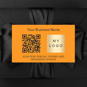 Sticker Rectangulaire Nom de l'entreprise logo qr code orange