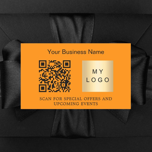 Sticker Rectangulaire Nom de l'entreprise logo qr code orange (Créateur téléchargé)