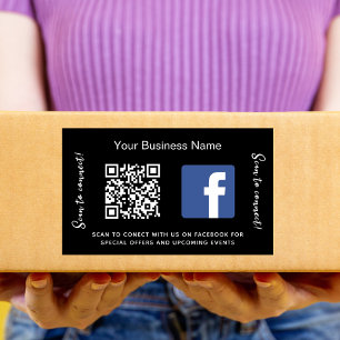 Sticker Rectangulaire Nom d'entreprise noir qr code Facebook