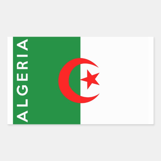 Sticker Rectangulaire nom du texte du drapeau du pays algérien (Devant)