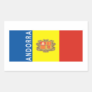 Sticker Rectangulaire nom du texte du drapeau du pays andorra