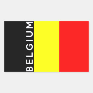 Sticker Rectangulaire nom du texte du drapeau du pays de la belgique