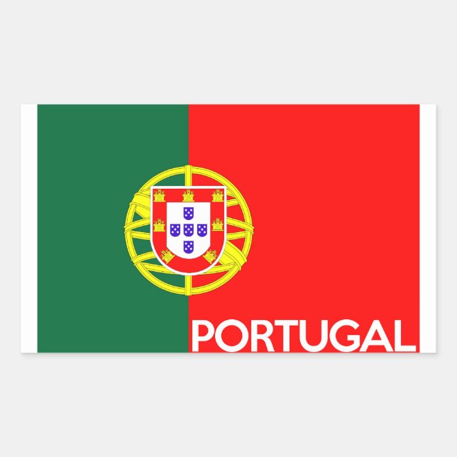 Sticker Rectangulaire nom du texte du pays du drapeau du portugal (Devant)