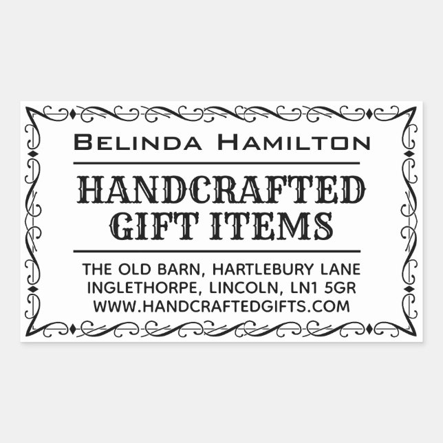 Sticker Rectangulaire Nom et description du produit d'artisanat sur un (Devant)
