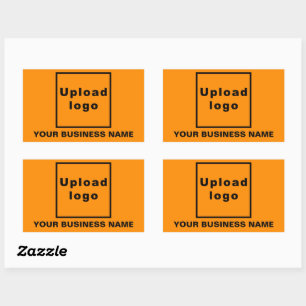 Sticker Rectangulaire Nom et logo de l'entreprise en orange