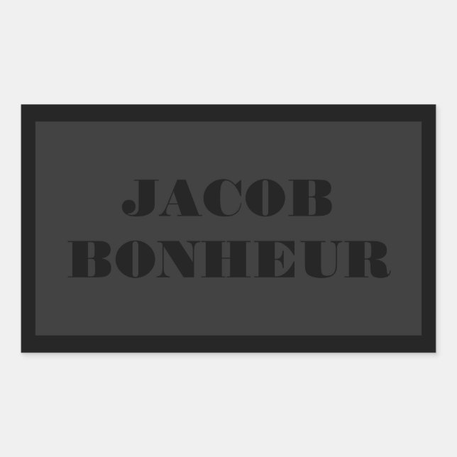 Sticker Rectangulaire Nom moderne professionnel | Gris foncé et noir (Devant)