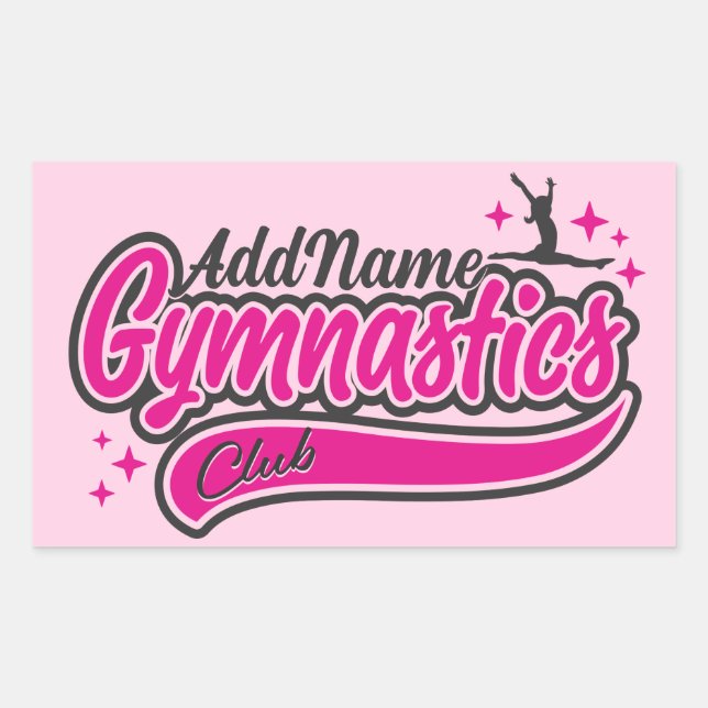 Sticker Rectangulaire NOM personnalisé Gymnaste Split Leap Gymnastique (Devant)