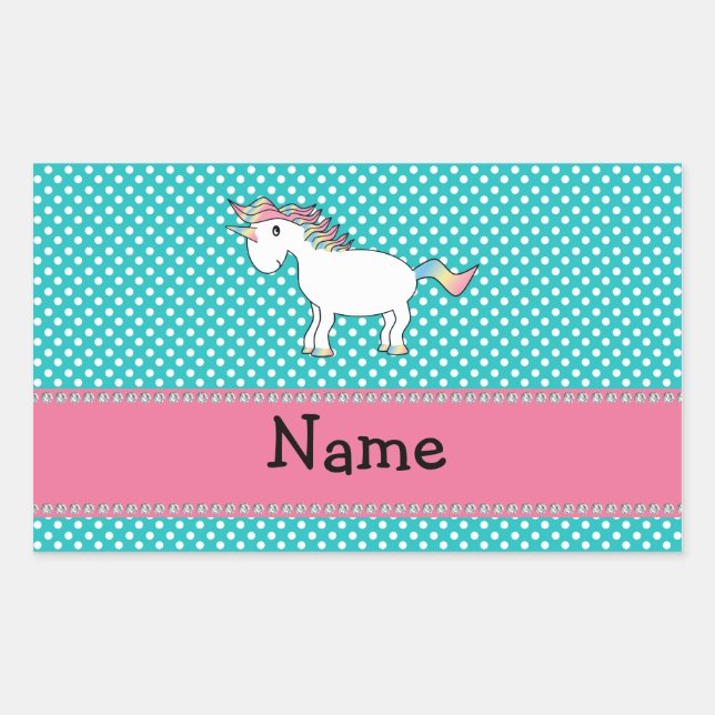Sticker Rectangulaire Nom personnalisé mignon licorne (Devant)