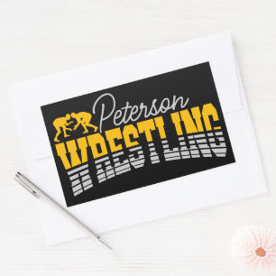 Sticker Rectangulaire NOM personnalisé Wrestling School Team Wrestler