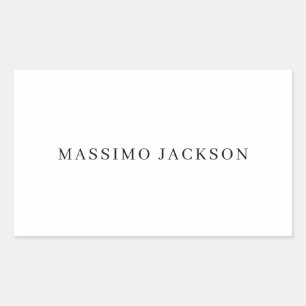 Sticker Rectangulaire Nom propre décoration chic simple uni noir blanc