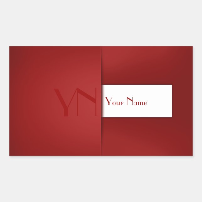 Sticker Rectangulaire Nom simple et moderne du monogramme rouge (Devant)