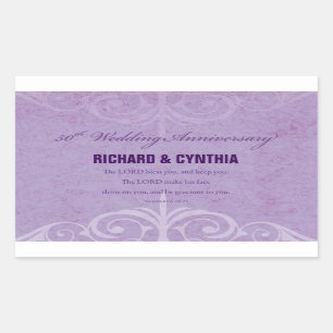 Sticker Rectangulaire Noms personnalisés, 50e anniversaire de mariage po