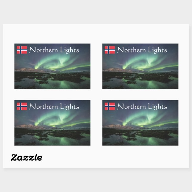 Sticker Rectangulaire Northern Lights Nature Photo (Feuille)