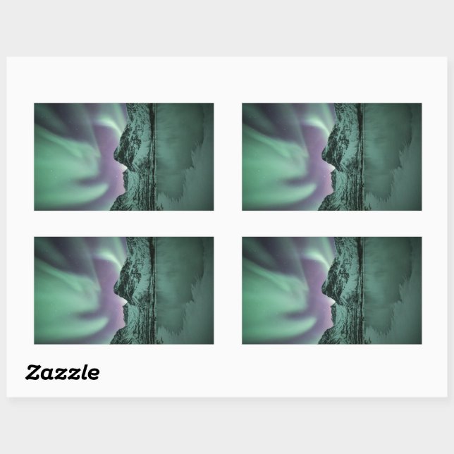 Sticker Rectangulaire Northern Lights Nature Photo (Feuille)