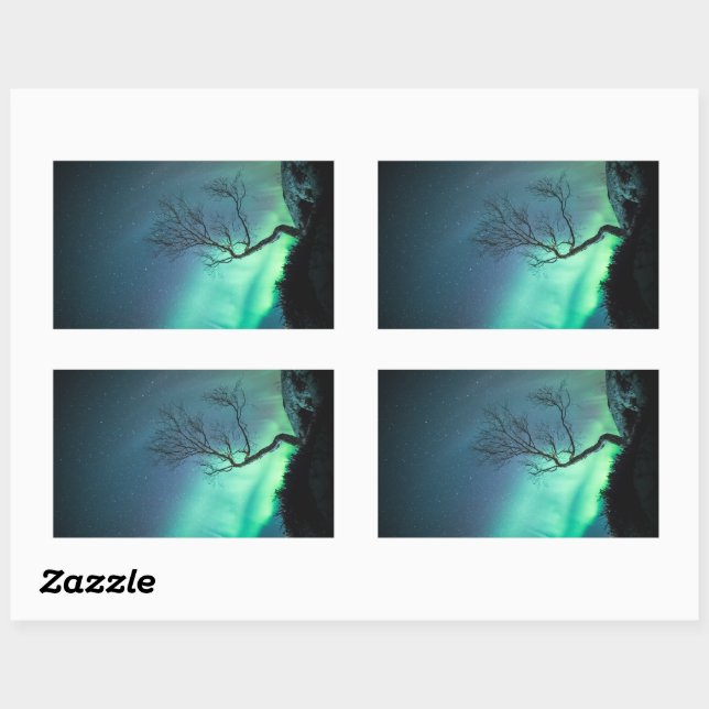 Sticker Rectangulaire Northern Lights Norvège (Feuille)