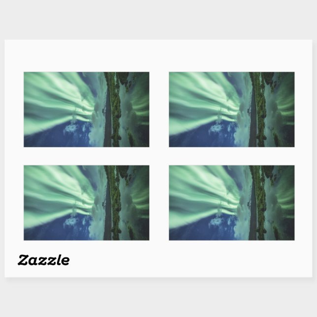 Sticker Rectangulaire Northern Lights Norvège (Feuille)