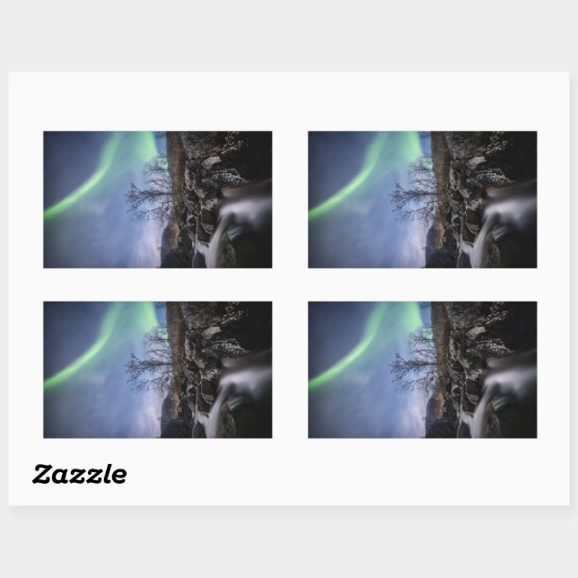 Sticker Rectangulaire Northern Lights Norvège (Feuille)