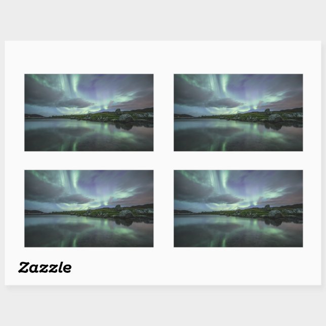 Sticker Rectangulaire Northern Lights Norvège (Feuille)