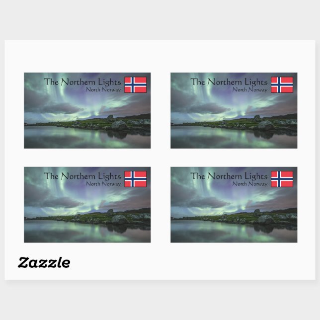 Sticker Rectangulaire Northern Lights Norvège (Feuille)