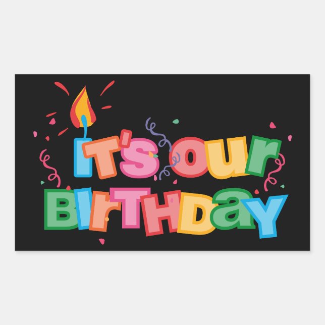 Sticker Rectangulaire Nos lettres d'anniversaire (Devant)
