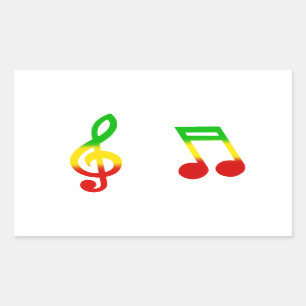 Sticker Rectangulaire Note Rasta et Clef Treble