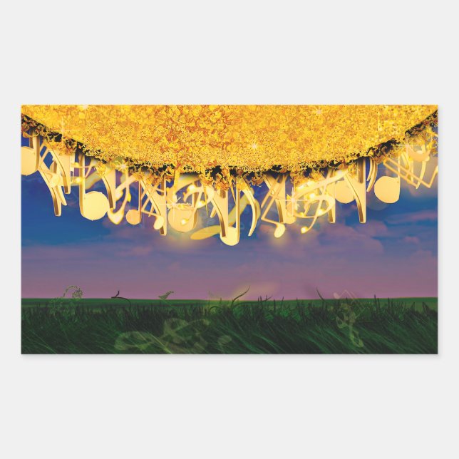 Sticker Rectangulaire Notes chatoyantes d'or (Devant)