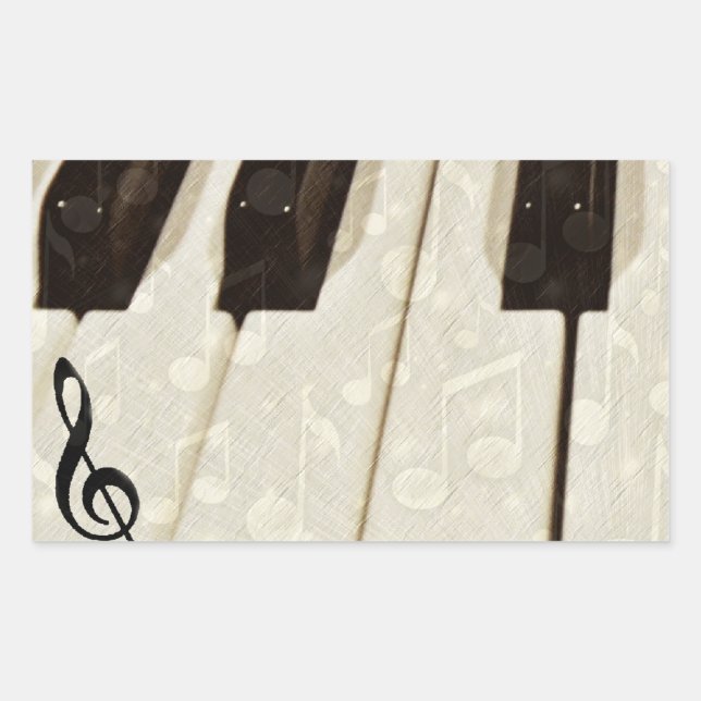 Sticker Rectangulaire Notes musicales et touches_ (Devant)