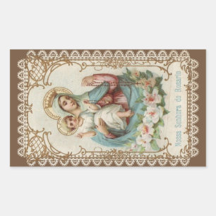 Sticker Rectangulaire Notre-Dame du Rosaire avec le Bébé Jésus