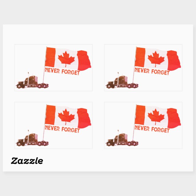 Sticker Rectangulaire "N'oubliez jamais" Convoi canadien de camionneurs (Feuille)