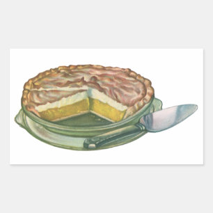 Sticker Rectangulaire Nourriture Vintage, Tarte au Citron Meringuée Dess