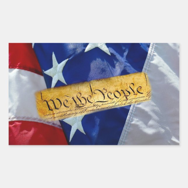 Sticker Rectangulaire Nous Le Peuple Drapeau Américain (Devant)