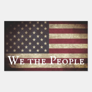 Sticker Rectangulaire Nous le peuple, drapeau Vintage américain