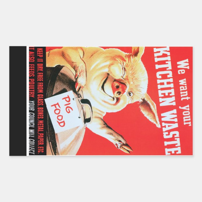 Sticker Rectangulaire Nous Voulons Vos Déchets De Cuisine (Devant)