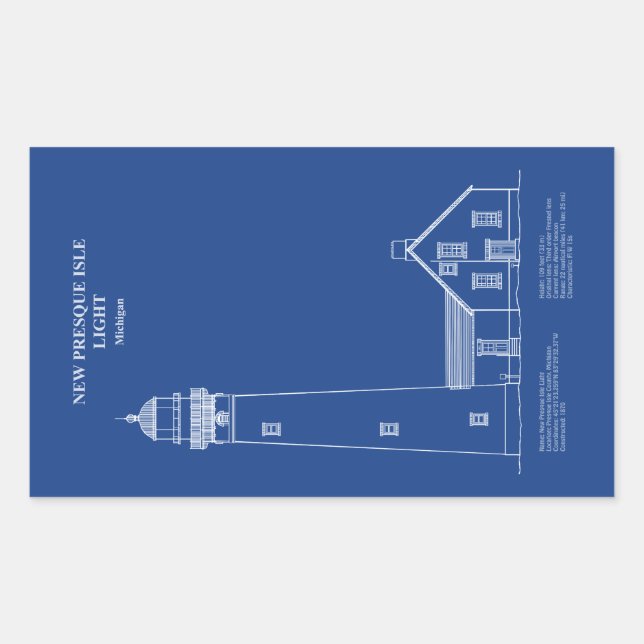 Sticker Rectangulaire Nouveau phare de Presque Isle - Michigan - AD (Devant)