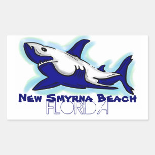 Sticker Rectangulaire Nouveau Smyrna Beach Floride requin bleu autocolla