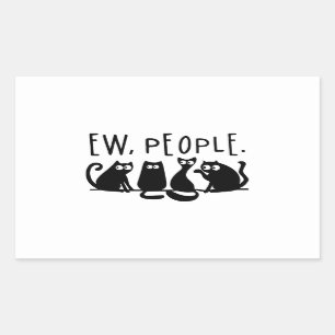 Sticker Rectangulaire Nouveaux gens drôle Meowny Chats Noirs