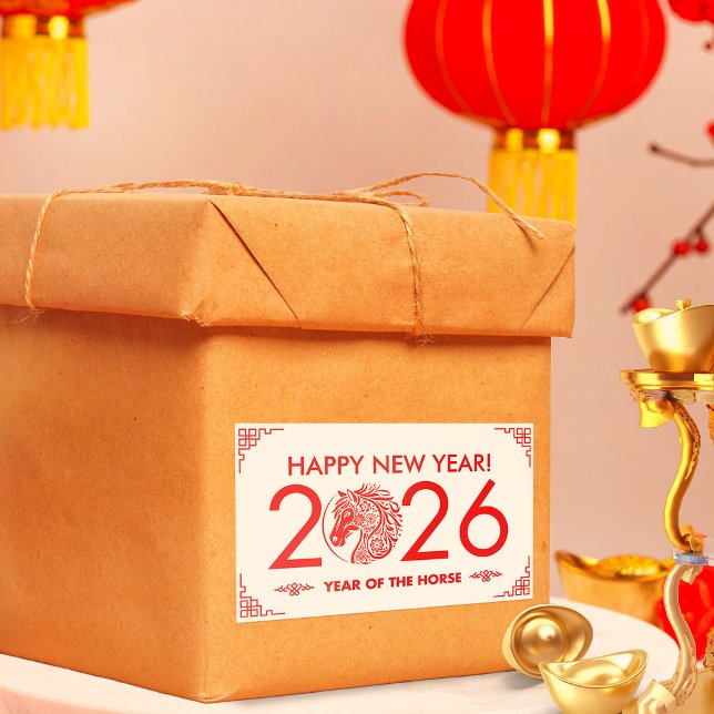 Sticker Rectangulaire Nouvel an chinois du cheval 2026 (Créateur téléchargé)
