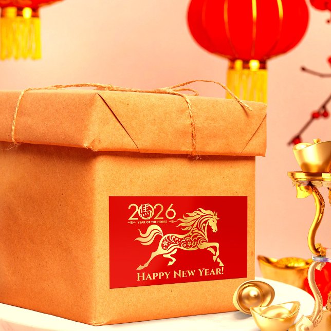 Sticker Rectangulaire Nouvel an chinois du cheval 2026 (Créateur téléchargé)