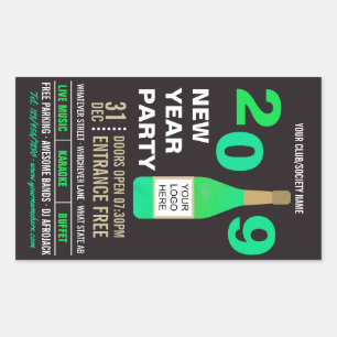 Sticker Rectangulaire Nouvel An Club/Entreprise Logo Favori