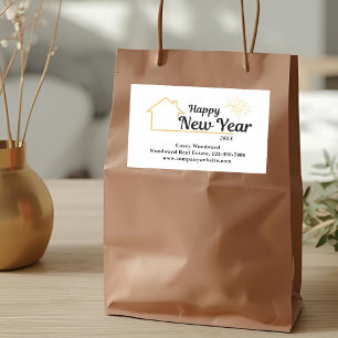 Sticker Rectangulaire Nouvel an heureux minimaliste Marque immobilière